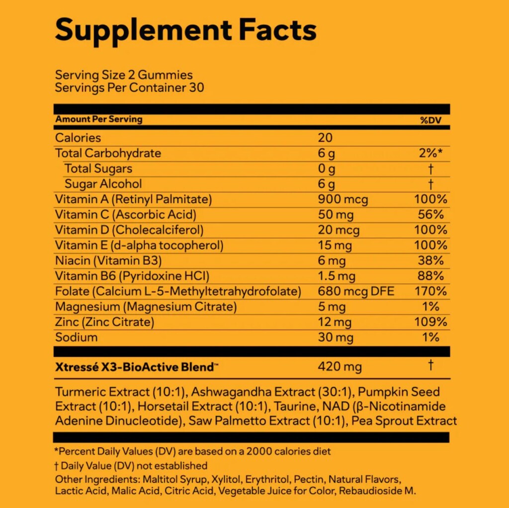 Xtresse Supplement Facts